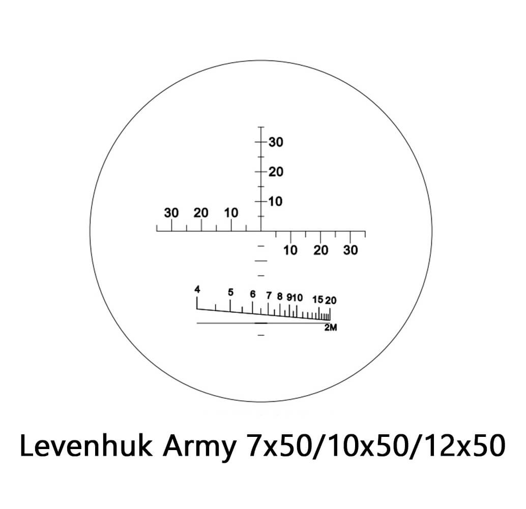 Armádny binokulár Levenhuk Army 12x50 so zameriavačom - merítko